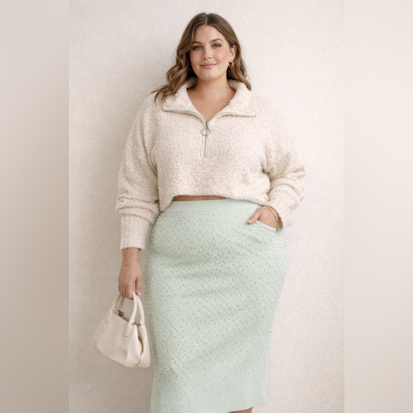 Aeropostale Cream Half Zip Cozy Boucle Sweater Women’s XL Size 12 - Picture 2 of 8